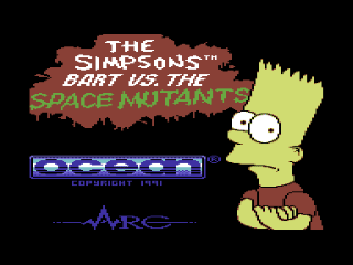 The Simpsons Bart Vs. The Space Mutants title screen for Commodore 64